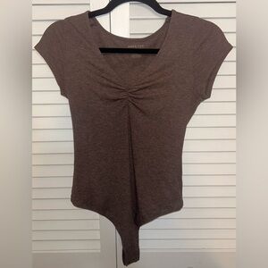 American Eagle Outfitters Short Sleeve Brown Bodysuit